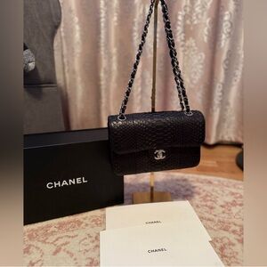 CHANEL Black Python Shoulder Bag